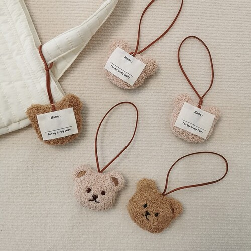Korean ins style bear head name tag doll school bag pendant kindergarten baby child name hanging doll pendant