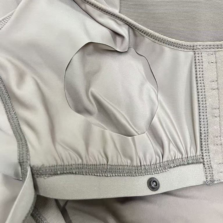 Body de manga larga de spandex y nailon transfronterizo con copas, tela reforzada postoperatoria y posparto para compresión postparto y postoperatoria.