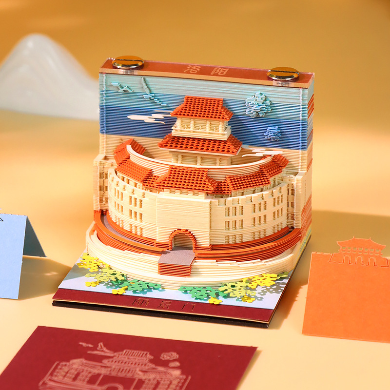洛阳文创产品国潮纸雕摆件博物馆景点商务纪念品定制3d立体便签本|undefined