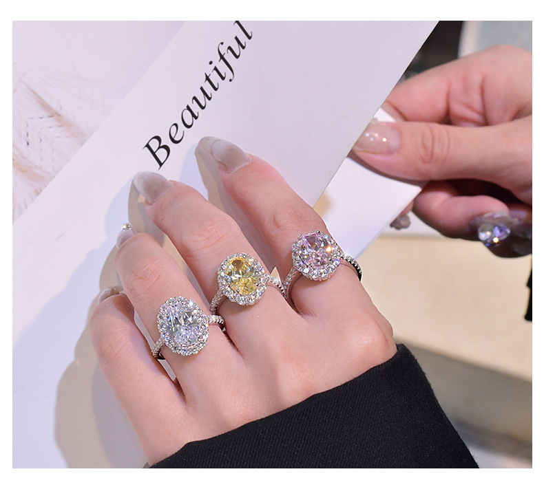 Fashion Geometric Sterling Silver Inlay Zircon Rings 1 Piece