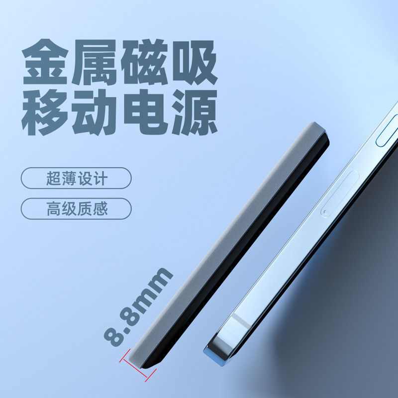 跨境批发15w磁吸无线充电宝超薄5000毫安PD20W快充便携式移动电源|undefined