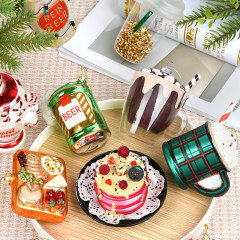 クリスマス装飾手作りクリエイティブ塗装ガラスペンダントケーキ飲料食品造形ペンダントクリスマスツリーペンダント