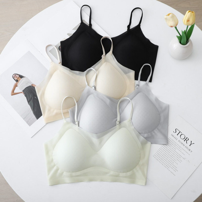 208 Ultra-thin Beautiful Back Fixed Cup Non-marking Underwear Women's Non-steel Ring Gathering Breathable Cool Sling Vest Bra