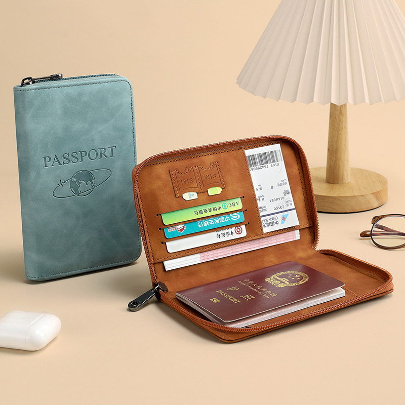 Cross-border 2024 nuevo pasaporte anti-magnético RFID zipper corto pasaporte de viaje bolsa multifuncional bolsa de documentos de almacenamiento