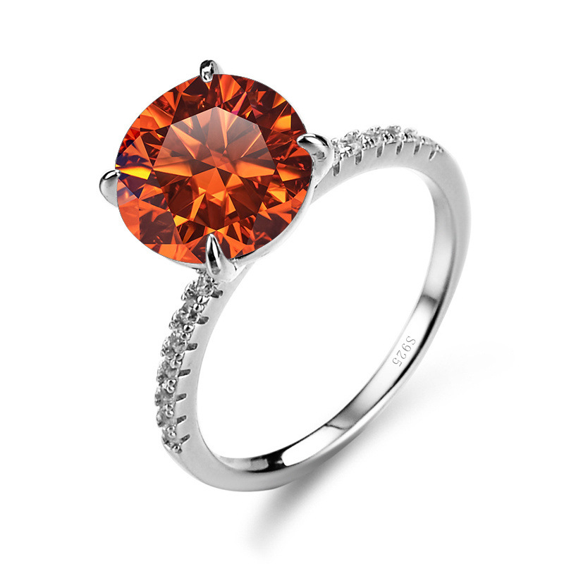 TK caliente amarillo gris anillo de moissanita incrustado en plata anillo de moissanita de corte transfronterizo caliente