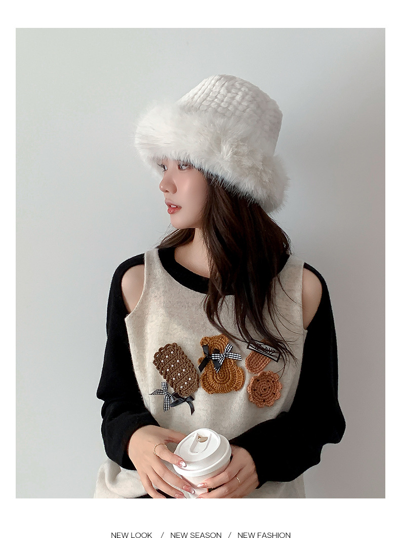 Καπέλο Fox Furry Furry για γυναίκες τον χειμώνα στην κορεατική έκδοση, μικρό πρόσωπο, χοντρό και ζεστό καπέλο ψαρά, μεγάλη περιφέρεια κεφαλιού, κρύο-ανθεκτικό καπέλο νιπτήρα_voghion.com