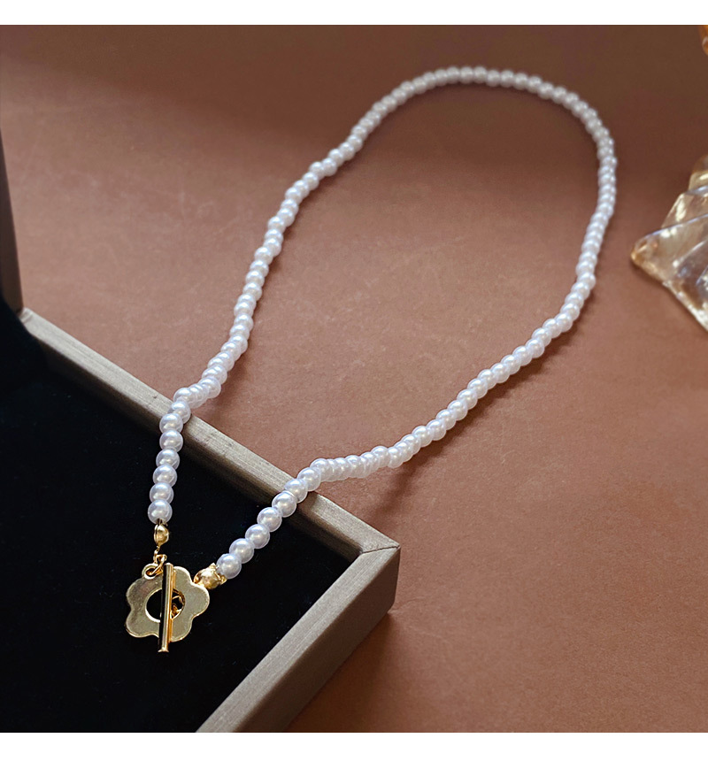 1 Piece Sweet Heart Shape Flower Bow Knot Imitation Pearl Alloy Titanium Steel Womenu0027S Necklace