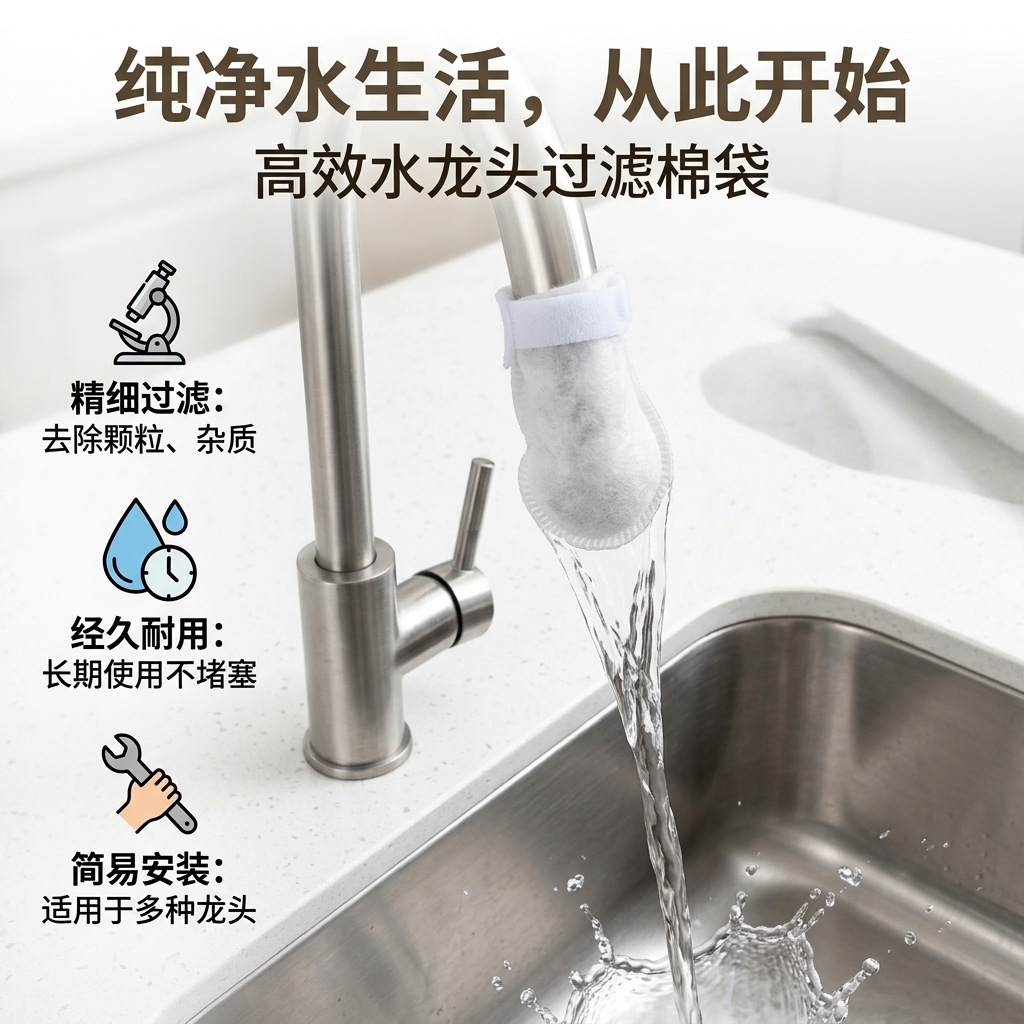 超细加厚一次性过滤棉过滤水龙头地下水自来水山泉水铁锈泥沙杂质