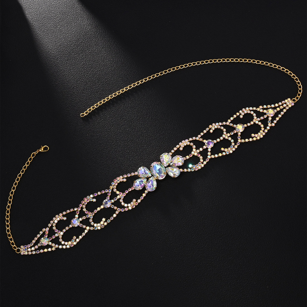 Bohemia color gota de agua correa de cabello moda cadena de cabeza de diamante cadena de cabello accesorios de diseño Headwear