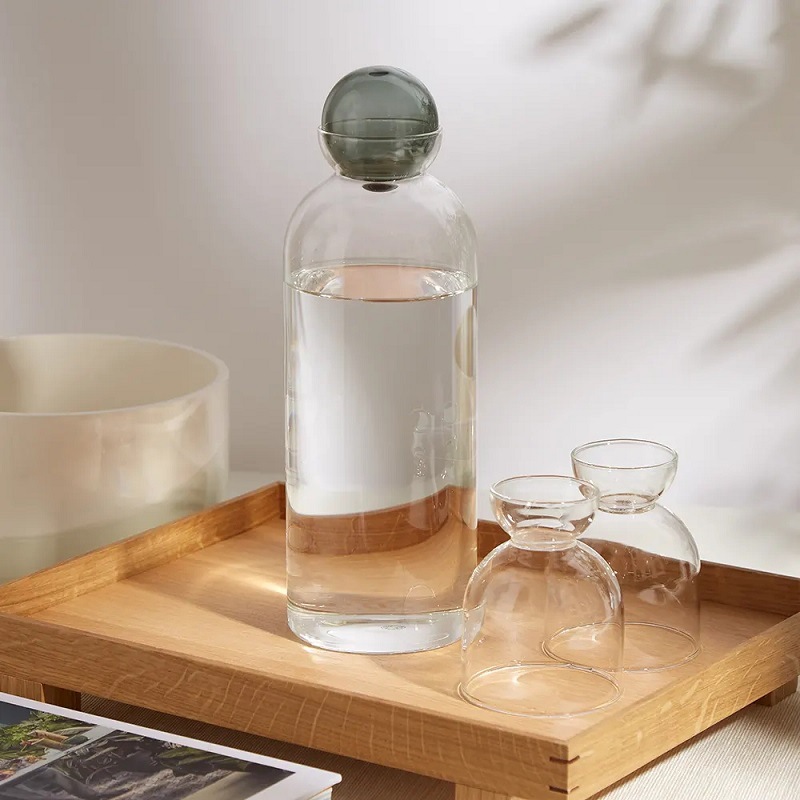 Botella de agua fría vidrio de borosilicato Hogar Japonés simple vidrio transparente botella de agua fría leche jugo botella de agua fría traje