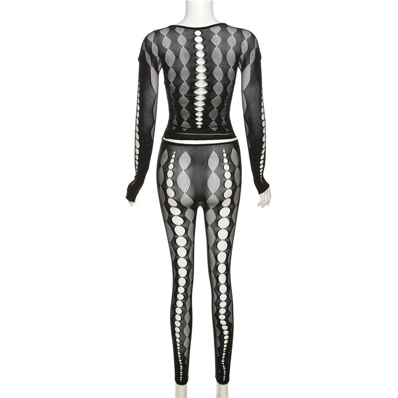 Dam catsuit set i stickat material med urringning sommar_voghion.com