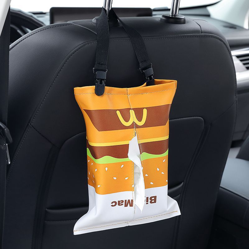 Other Car Tissue Box Funny Burger Creative Cartoon Waterproof Tissue Bag (Car tissue box/set) - car-mounted-burger-box