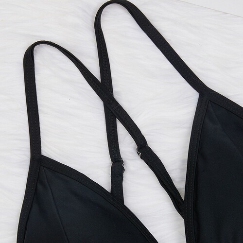 Bikini 2024 New Collection: Sexy Solid-Color Bikini, Fashionable Women's Split Swimsuit—Wholesale, Euro-American Style