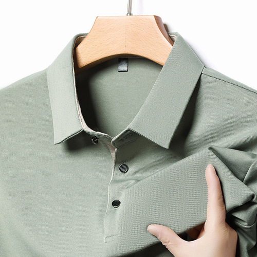 Men's Mid-aged Turn-down Collar Short-sleeved T-shirt Summer Solid Color Trendy Dad Clothes T-Shirt Shirt Business Casual Half-sleeve Top 