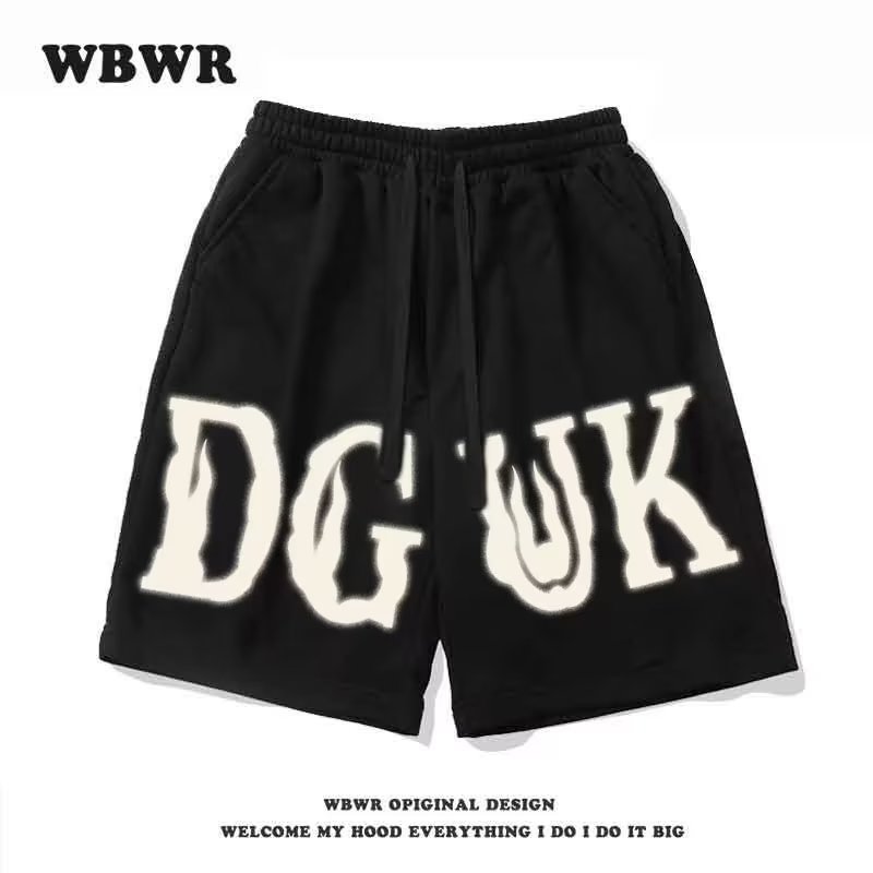 American ins moda marca Carta de impresión con cordón pantalones cortos de baloncesto de verano de los hombres versátiles sueltos pantalones cortos casuales al por mayor