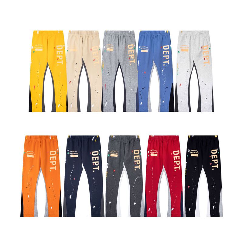 Cross-Border fashion brand GalleryDept hand-painted splash-ink color matching letter casual trousers men's and women's high street skinny sweatpants Cross-Border fashion brand GalleryDept hand-painted splash-ink color matching letter casual trousers men's and women's high street skinny sweatpants