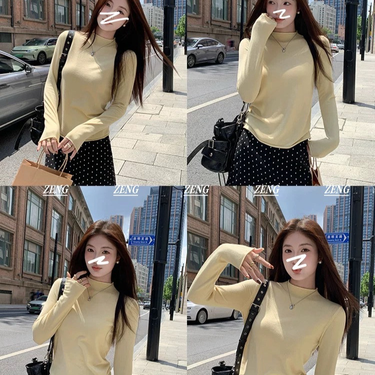 25927-131      35小羊绒10桑蚕 | 卷边中领抗起球打底衫