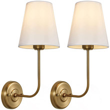 北欧美式乡村壁灯单头铁艺布罩卧室床头客厅酒店客房灯跨境亚马逊