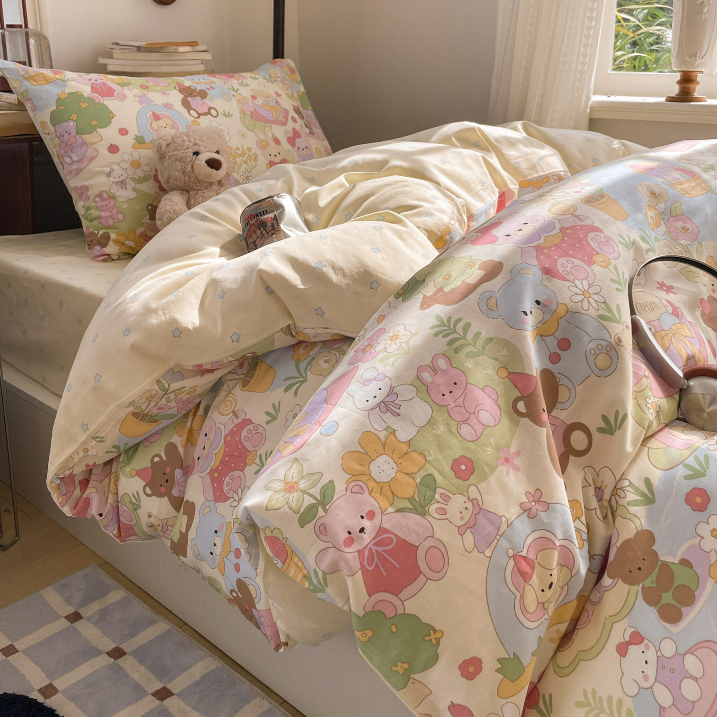ropa de cama de cuatro piezas de algodón 2026 nueva sábanas cubierta colcha de cama dormitorio de estudiantes niños tres piezas de conjunto