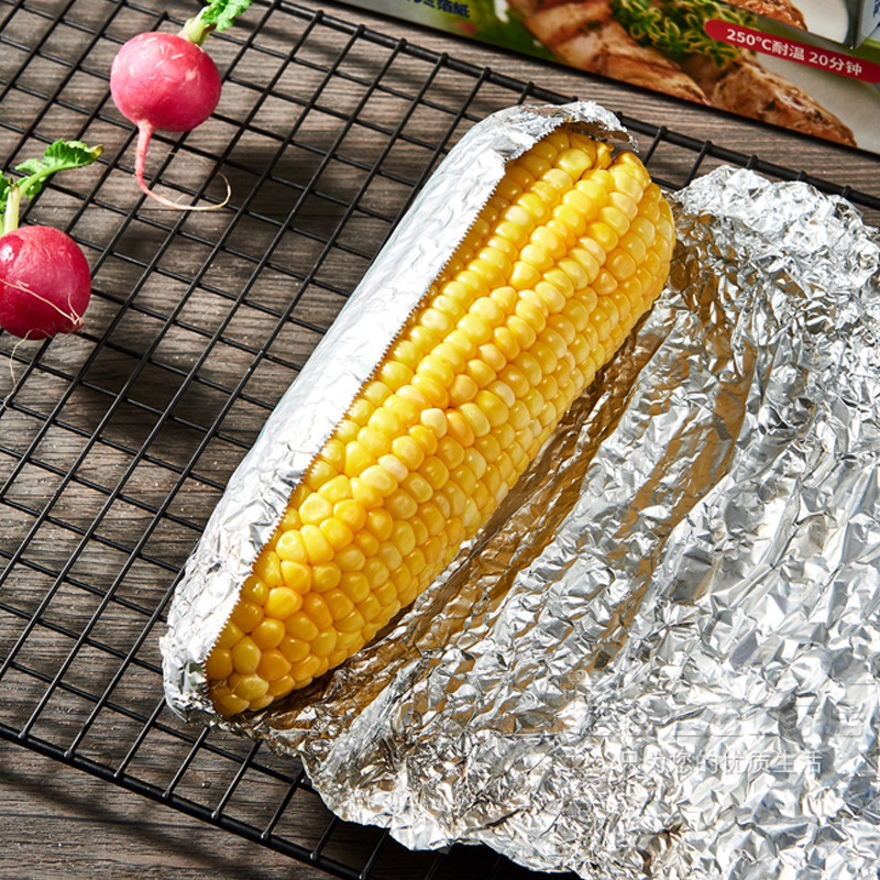 Papel de aluminio de grado alimenticio, papel de aluminio, bandeja para hornear para barbacoa, papel para hornear, resistente a altas temperaturas, a prueba de aceite, antiadherente, pescado a la parrilla para llevar, papel de aluminio comercial
