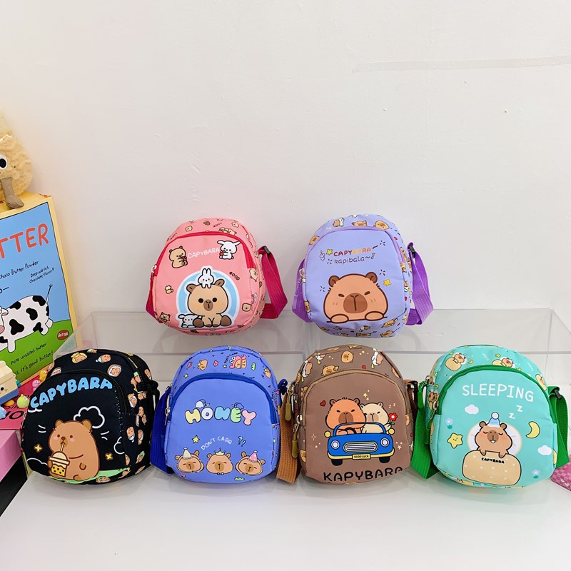 Caricatura lindas bolsas de hombro para niños y niñas Capibala impresión bolsas de mochila para niños ligeras para salir bolsas de niños