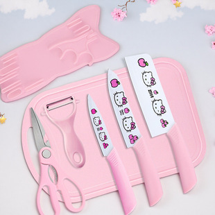 Holle Kitty Printed Knife Set Stainless Steel Kitchen Knife Baby Food Supplement Kitchen Knife Household Fruit Knife