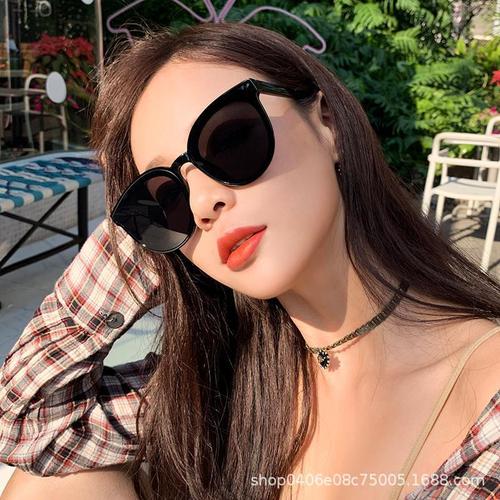 2024 new large-frame square sunglasses for women, black trendy high-end glasses, sunglasses for round faces, big faces, slimming