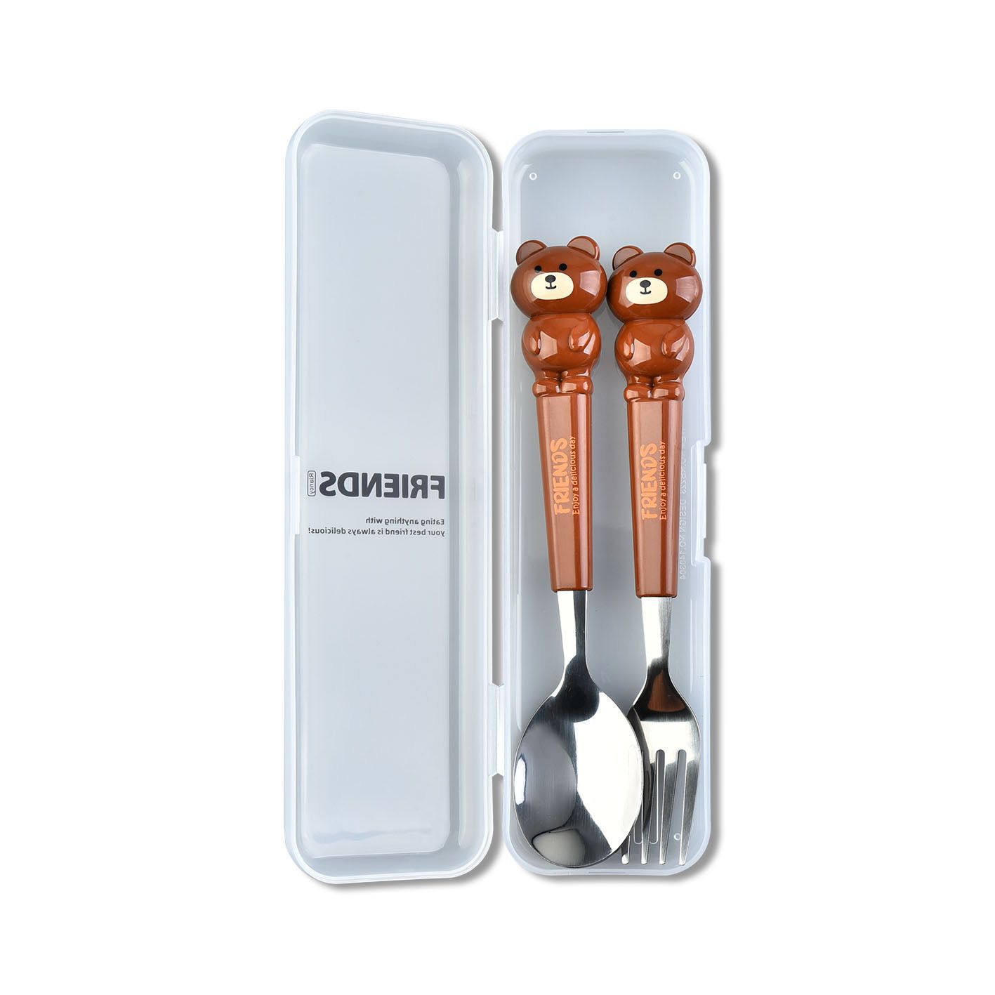 Animal encantador portátil para llevar estudiantes cucharas de comidas dormitorios escolares cucharas de cubierta de cubierta set