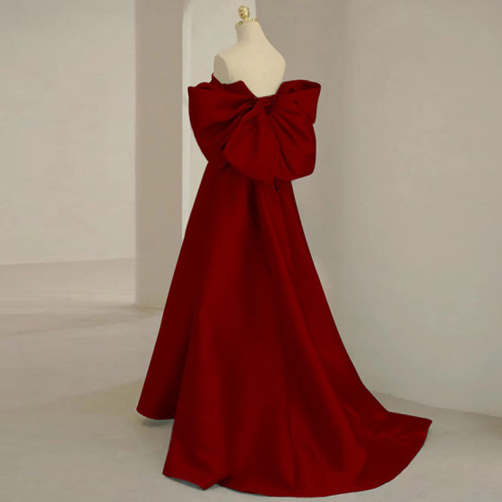 Wine Red toast dress 2024 new bridal high-end long engagement dress Princess escape high-end dress