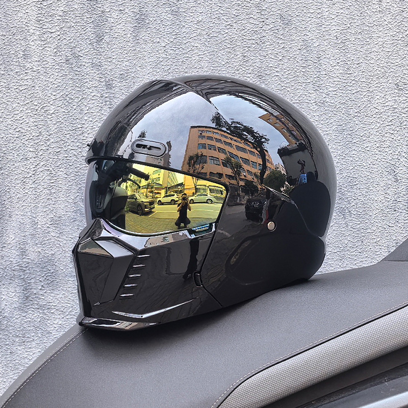 Casco de Motocicleta Retro Cruzado de Estilo Guerrero, Talla Grande, con Diseño de Escorpión, Ligero y Integral