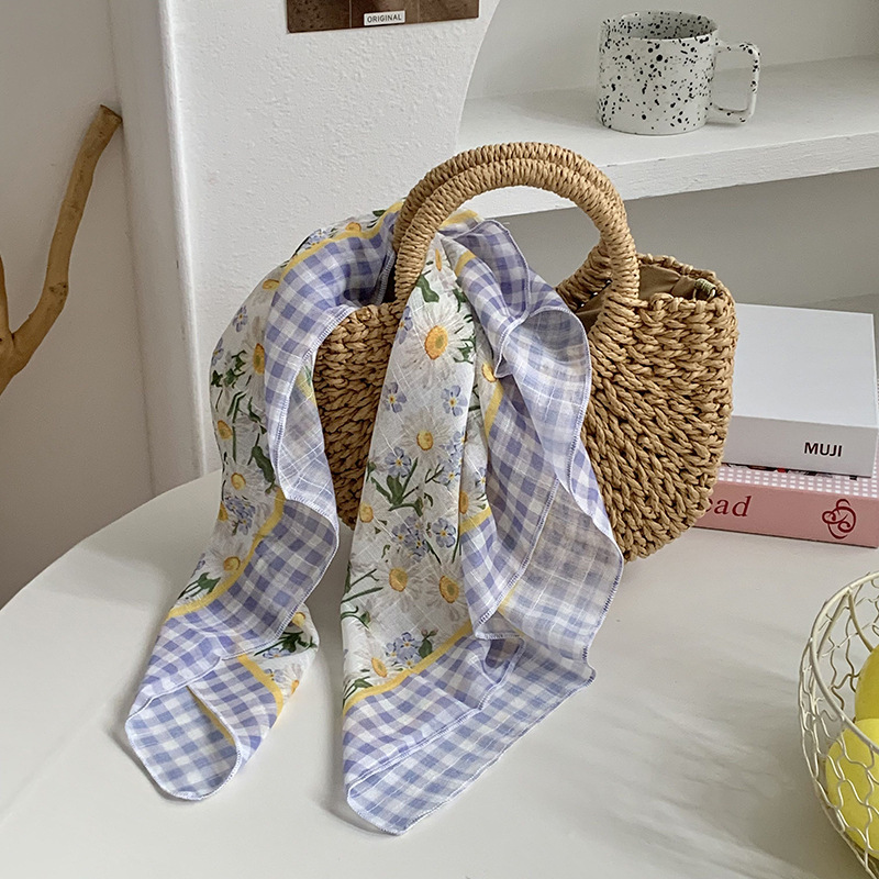 Cintas para el cabello, nueva impresión de letras coreanas, bufandas de seda, decoración profesional para mujeres, bufandas con bufandas cuadradas