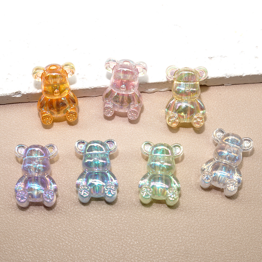 Acrílico transparente color UV agujero vertical doble cara violento osos diy mano cuentas pulsera de cuentas sueltas accesorios