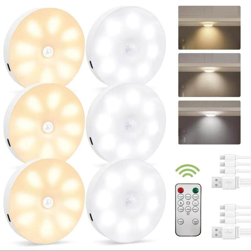 Remote Control + Motion Sensing Multi-Mode Led Rechargeable Magnetic Night Light Wardrobe Light Cabinet Light Gift Light Cross-Border Model