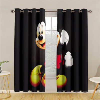 personality Graffiti curtain Mickey Mouse Digital printing thickening bedroom shading Cross border source factory