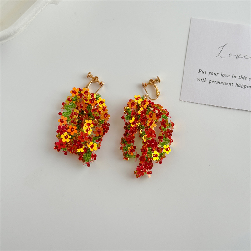 25g Weight Silver Ear Needle Material Drop Earrings Classification 1 Pair Quantity Holiday, Daily Occasion PVC Material Colorful Pattern All Seasons Season Women's Gender Sequins Design Elegant, Ethnic Style Style 1 Pair Elegant Ethnic Style Colorful Sequins PVC Drop Earrings 14