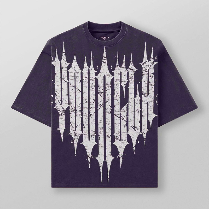 YoungLA T-shirt Distressed Gothic YOUNG Graphic Charcoal