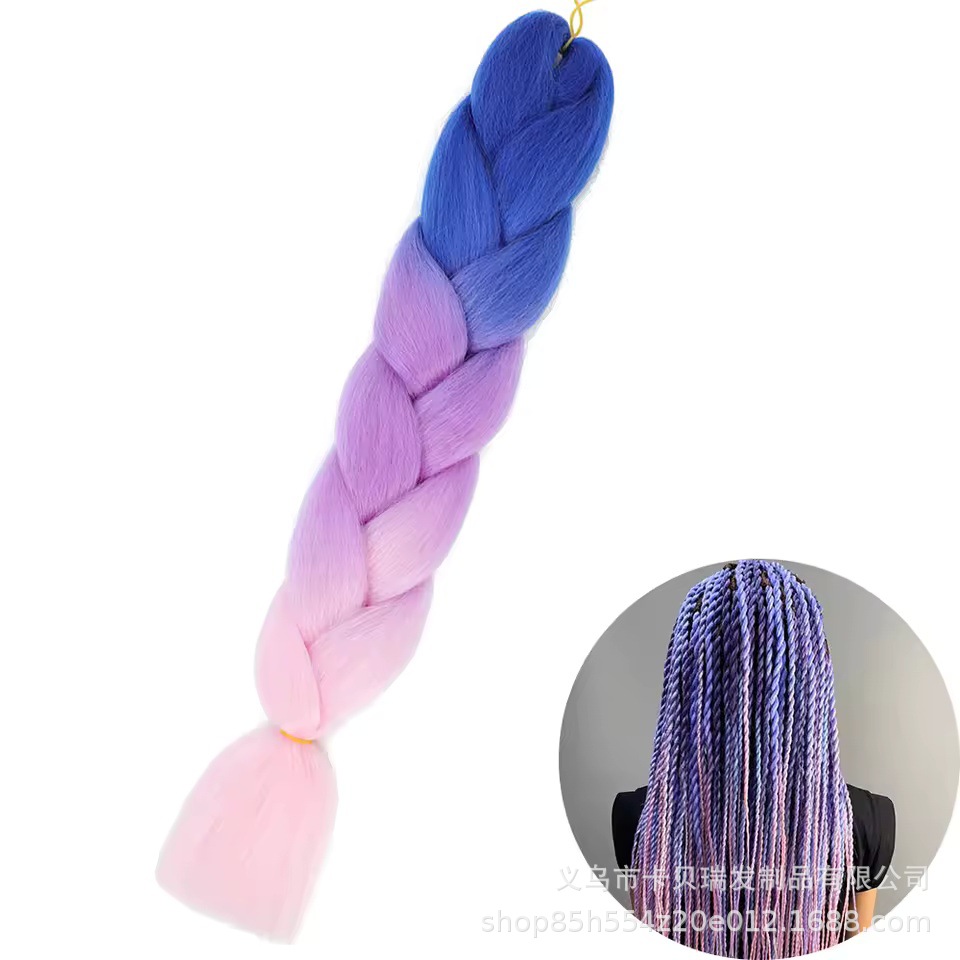 Xuchang pelucas al por mayor seda de alta temperatura teñido africano gran trenza jumbobraid fibra química colorida trenza sucia venta caliente