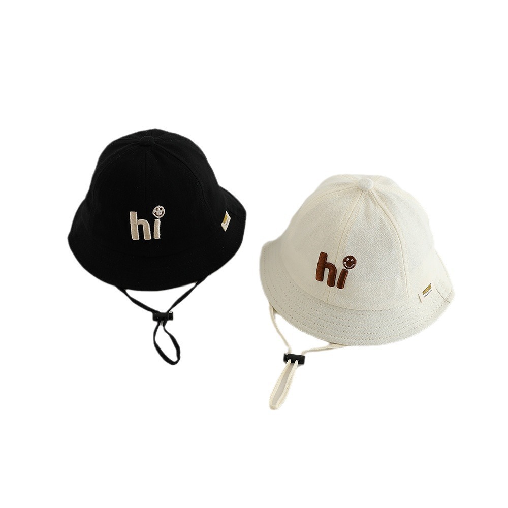 Sombrero para bebés coreano estilo simple letras bordadas sombrero de pescador primavera y verano delgado bebé fuera sombrero solar