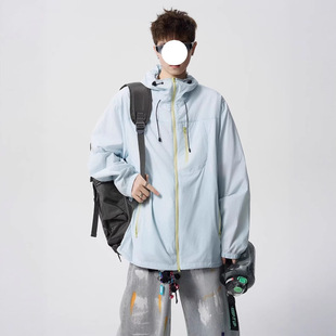 American Upf50+ Glacier Blue Sun Protection Clothing Men's Summer Light and Thin Ice-Sense Anti-Uv Jacket Quick-Drying Loose Sun Protection Clothing