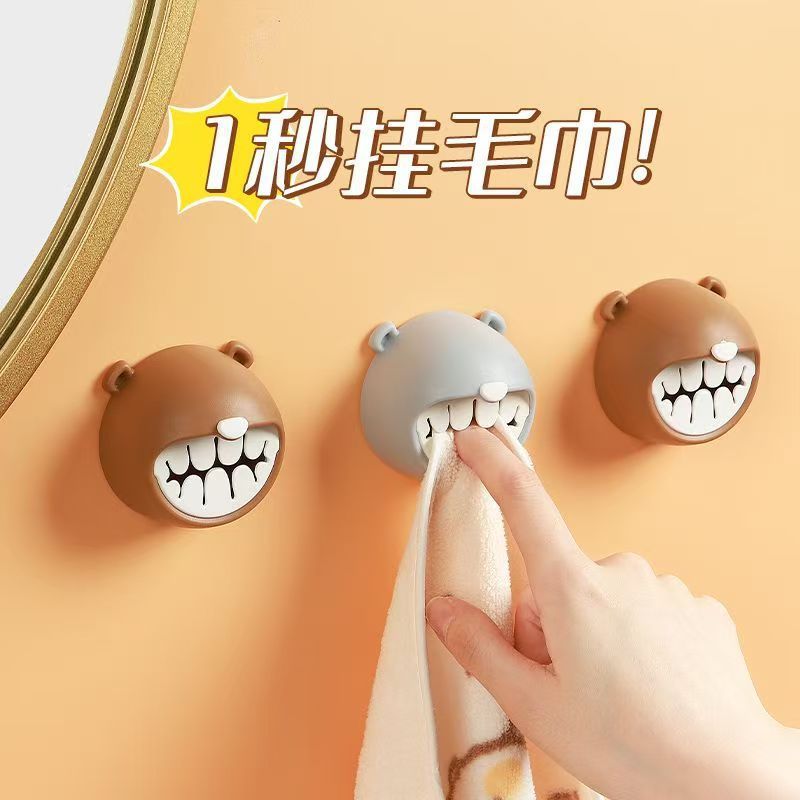 可爱小熊毛巾塞免打孔毛巾收纳冰箱浴室阳台厨房抹布挂钩|undefined