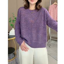 2025年秋季新款时尚百搭女装韩版宽松圆领套头针织女上衣