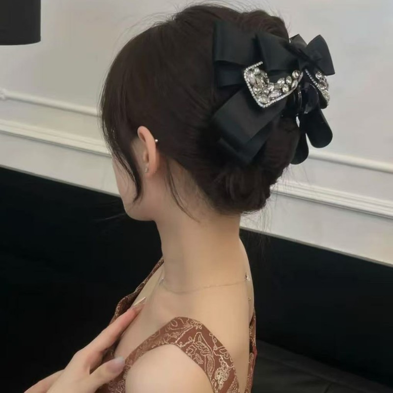 轻奢高级感闪锆蝴蝶结鲨鱼夹抓夹甜美时尚气质后脑勺夹子发饰|undefined