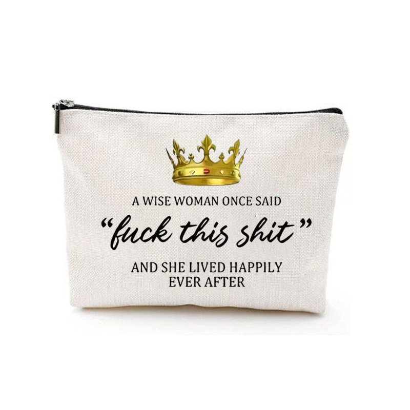 Transfronterizo Amazon Temu popular de lino de doble cara impresa bolsa de almacenamiento de cosméticos bolsa de las mujeres multi-funcional bolsa de cremallera