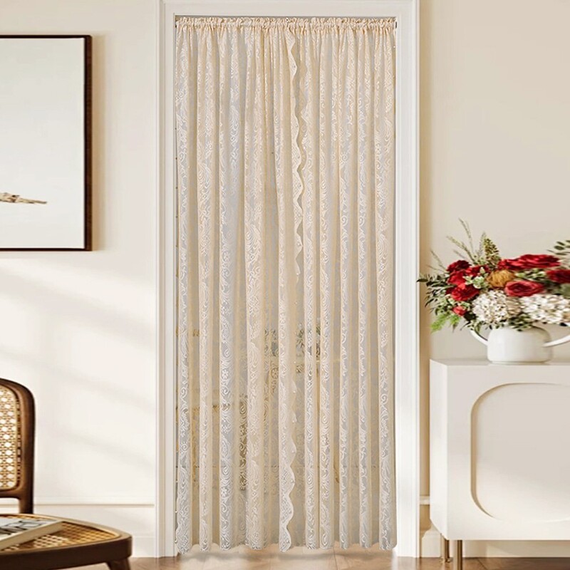 Door Curtain Partition Curtain Lace Gauze Curtain 2025 New High-End Anti-Mosquito Privacy Anti-Peeping Curtain French Girls Bedroom