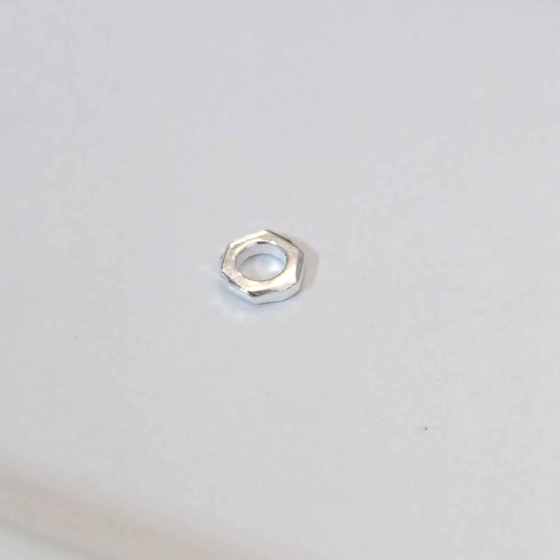 S999 Pure Silver Hexagonal Spacer Beads and Pieces, Silver Jewelry Accessories, Closed Loops for DIY Braided Rope Bracelets and Necklaces, Loose Beads