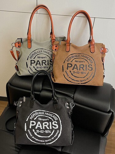 New all-matching women's bag, fashionable portable women's bag, trendy letters, tote commuter large-capacity single-shoulder diagonal canvas bag