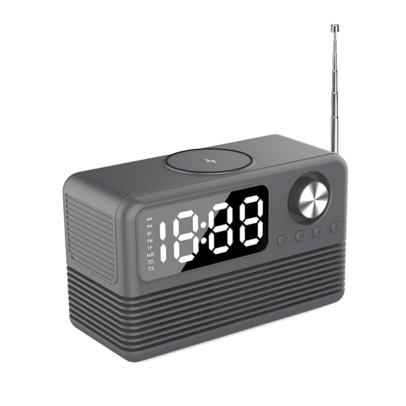 Altavoz Bluetooth Reloj de carga inalámbrica de 15 vatios Audio LED Nuevos suministros para hoteles Carga inalámbrica retro Audio Bluetooth