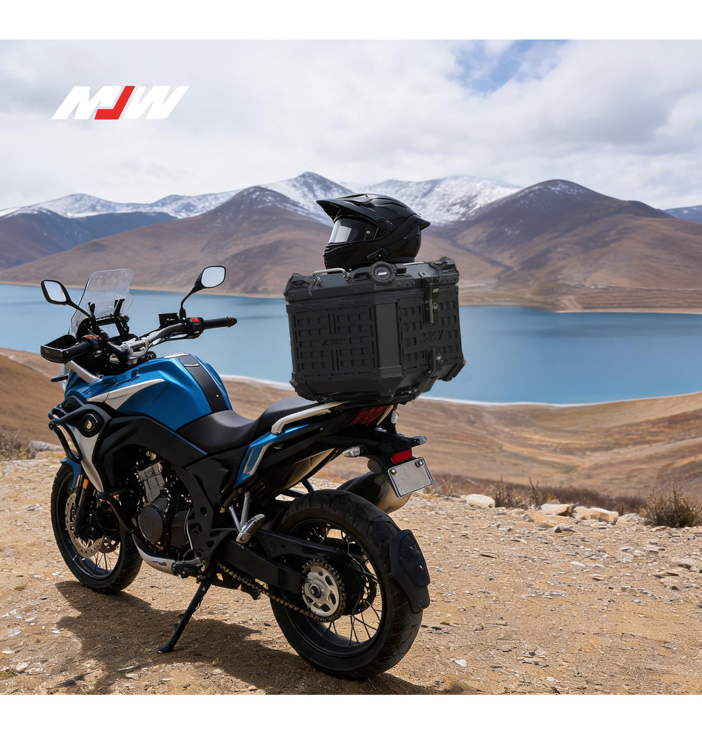 Motorcycle Mjw45L55L Black Base Black Mesh Armor Aluminum Alloy Tail Box Quick-Release Travel Toolbox Rear Tail Box