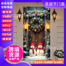 新品圣诞节门盖圣诞雪人门帘亚马逊专供旗帜节日用品批发圣诞门盖