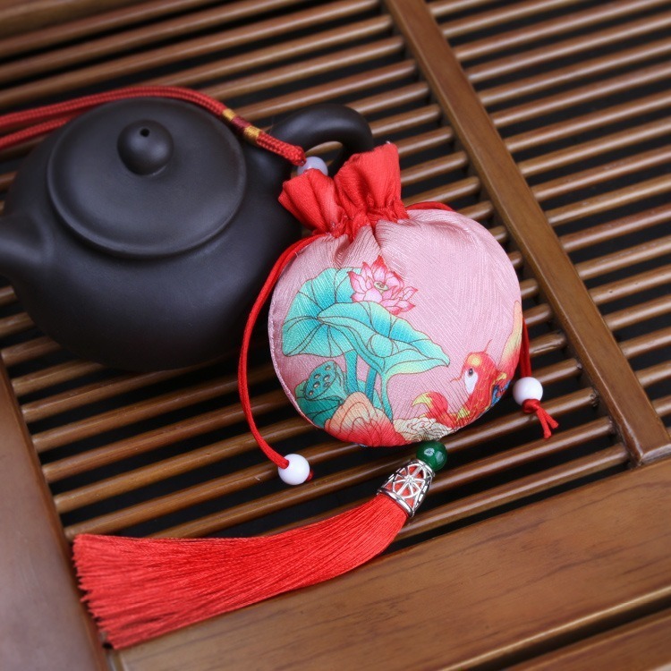 束口袋一枝梅流苏香包空汽车织绣挂件古风荷包梅花随身香囊空袋子|undefined